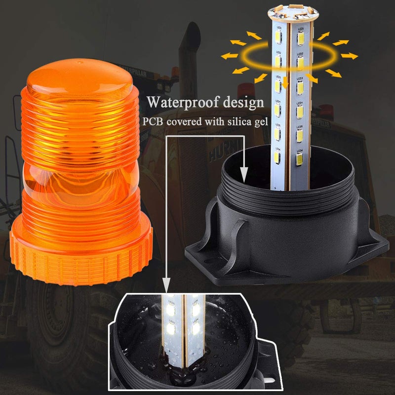 WOWTOU Magnetic Amber Led Strobe Lights for Forklift Golf Carts UTV Cars Trucks Tractor, 12V 24V Safety Warning Roof Top Flasher Emergency Flashing Beacon - Image 4